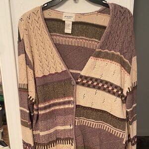 Gray and Cream Women's Sweater